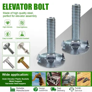 DIN 15237 Belt Screws Elevator Bucket Bolt M6 Customized Carbon Steel Galvanized Elevator Bolts