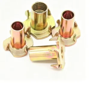 DIN 1624 Carbon Steel Four Prong T Nuts M3 M12 Blue White Zinc Plated 4 Claw Wood Insert Nuts for Furniture