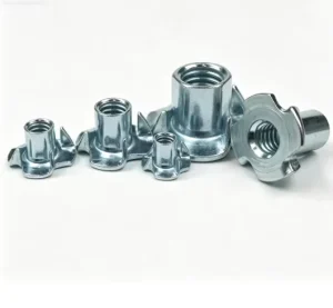 DIN 1624 Four Prong T Nuts M3 M12 Yellow Zinc Plated Carbon Steel 4 Claw Insert Nuts for Wood Furniture Making