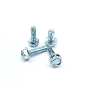 DIN 6921 Carbon Steel Blue White Zinc Plated Hex Flange Bolt Serrated Full Thread Flange Head Bolt