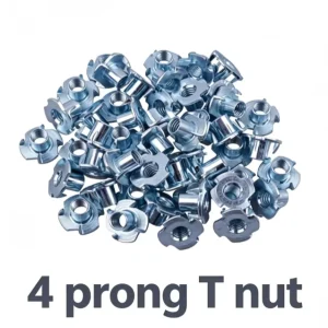 DIN1624 4 Pronged T Nut M8 M6 Galvanized Zinc Plated Steel Four Claw Insert Nut Class 4.8 for Furniture Woodworking
