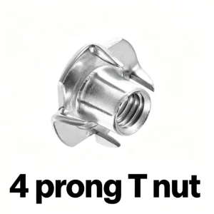 DIN1624 4 Pronged T Nut M8 M6 Galvanized Zinc Plated Steel Four Claw Insert Nut Class 4.8 for Furniture Woodworking