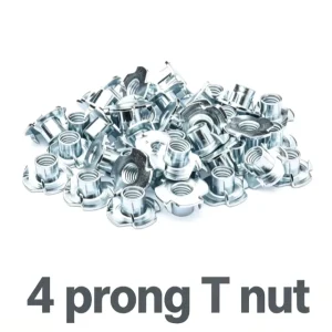 DIN1624 4 Pronged T-Nut M8 M6 Galvanized Zinc-Plated Steel Four-Claw Insert Nut Class 4.8 for Furniture Woodworking