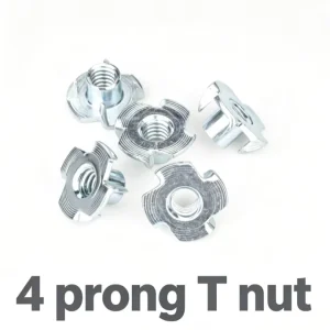 DIN1624 4 Pronged T-Nut M8 M6 Galvanized Zinc-Plated Steel Four-Claw Insert Nut Class 4.8 for Furniture Woodworking