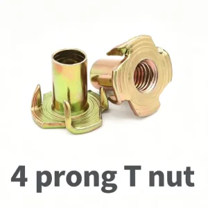 DIN1624 4 Pronged T-Nut M8 M6 Galvanized Zinc-Plated Steel Four-Claw Insert Nut Class 4.8 for Furniture Woodworking