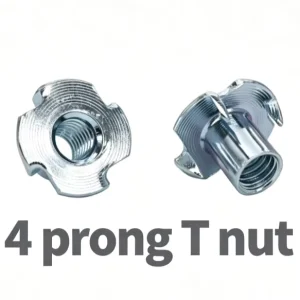 DIN1624 4 Pronged T Nut M8 M6 Galvanized Zinc Plated Steel Four Claw Insert Nut Class 4.8 for Furniture Woodworking