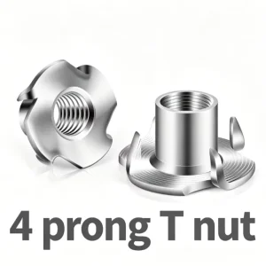 DIN1624 4 Pronged T Nut M8 M6 Galvanized Zinc Plated Steel Four Claw Insert Nut Class 4.8 for Furniture Woodworking