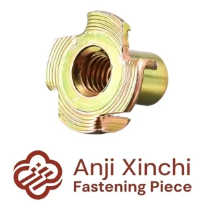 DIN1624 4 Pronged T Nut M8 M6 Galvanized Zinc Plated Steel Four Claw Insert Nut Class 4.8 for Furniture Woodworking