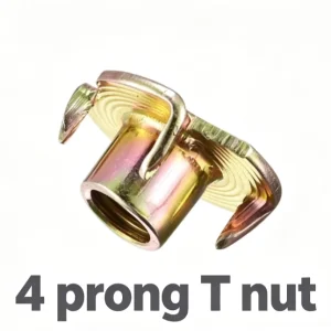 DIN1624 4 Pronged T Nut M8 M6 Galvanized Zinc Plated Steel Four Claw Insert Nut Class 4.8 for Furniture Woodworking