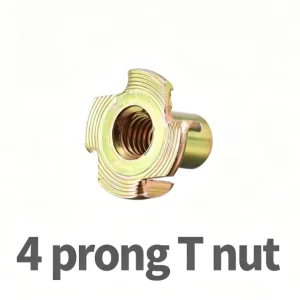 DIN1624 4 Pronged T Nut M8 M6 Galvanized Zinc Plated Steel Four Claw Insert Nut Class 4.8 for Furniture Woodworking