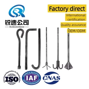 DIN529 Heavy Duty Carbon Steel Foundation Anchor Bolts Rods Hot Dipped Galvanized Class 4.8 6.8 Grade