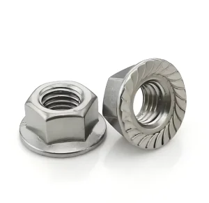 DIN6923 Hex Flange Lock Nuts 304 Stainless Steel Serrated Anti Slip Flange Nuts Rustproof Hexagon Nuts Hardware Fastener