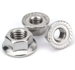 DIN6923 Standard Hex Flange Nuts 304 Stainless Steel Serrated Lock Nuts Corrosion Resistant Anti Slip Hex Fastening Nuts