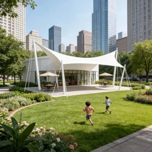 Direct Manufacturer Contemporary Tensile Membrane Canopy PTFE Custom Sizes Heavy-Duty Fire Resistant Garage Shed