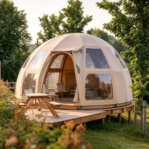 Dome PVC Fabric Tent Waterproof Windproof Keel Frame with Windows Doors for Outdoor Event Glamping