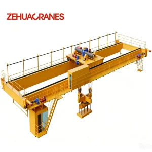 Double Girder Overhead Travelling Crane with Cabin Control Top Running Double Beam Crane with Variable Frequency Drive
