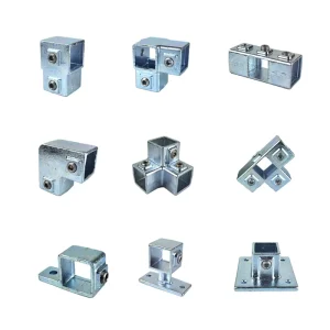 Double Layer Galvanized ASTM A197 Malleable Cast Iron square Tube Connector Structural Key Clamp Pipe Fittings