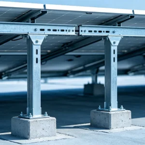 Double Pillar Fixed PV Mounting Bracket, Universal Dual Column Solar Support Rack, Custom Angle Galvanized Steel Solar Bracket