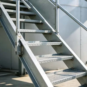 Double Side Safety Handrail Structure Wear-resistant Patterned Tread Workshop Elevated Pipeline Access Steel Structure Ladders