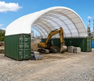 Double-Truss Shipping Container Shelter with Translucent Roof, Container Canopy and Tent