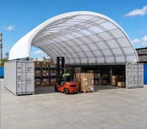 Double Truss Shipping Container Shelter with Translucent Roofs Container Canopy Container Tent Container Roofing Shelter