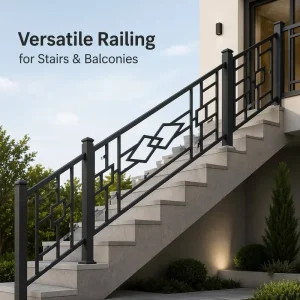 Durable Galvanized Steel Stair and Balcony Railing Water Resistant Outdoor Use