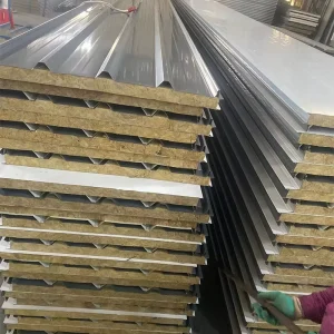 Durable Metal Rockwool Sandwich Panels Anti rust Coating High Quality Factory Price Corrugated Rock Wool Roof Board