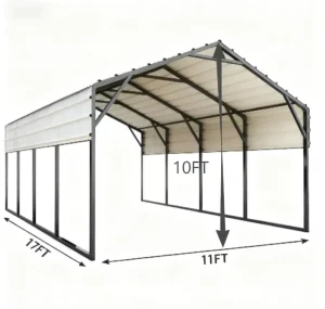 Durable Waterproof Prefab Portable Galvanized Steel Pipe Frame Removable Single Car Carport Outdoor