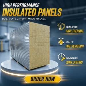 Dustproof Hygienic Custom Galvanized Steel Rock Wool Fire Resistant Composite Sandwich Panel Insulated Roof Soundproof Wall
