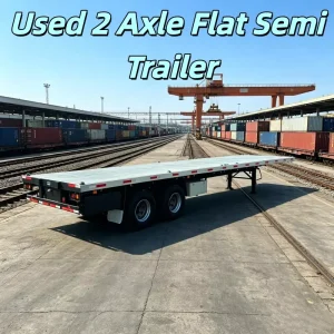 Dustproof Used 2 Axle Flatbed Semi Trailer for Gobi Equipment with Sealed Bearings
