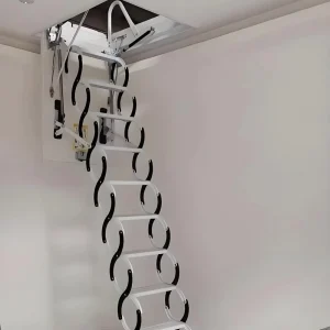E-TM-01 Electric Indoor Attic Folding Ladder, Telescopic Retractable Stainless Steel, 10ft Extended