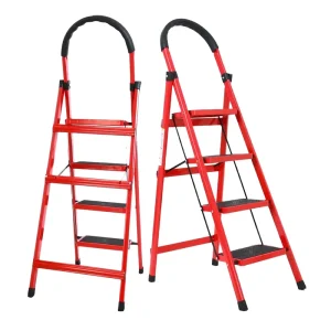 EN131 Red 2 6 Step Household Steel Folding Ladders