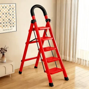 EN131 Steel Folding Step Ladder with Wide Pedal, 3/4/5/6-Step, for Seniors