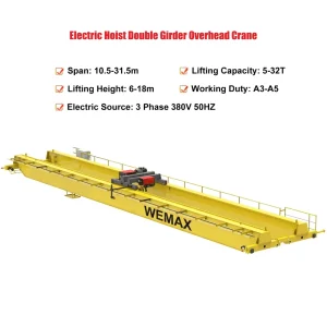 EOT 1-20 Ton Electric Wire Rope Hoist Double Girder Overhead Bridge Crane Workshop Industrial Remote Control CE ISO Custom Hooks
