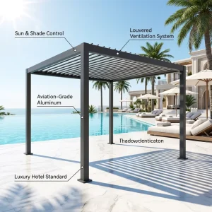 Easy Assembled Luxury Outdoor Steel Louvered Canopy Patio Cover Roof Awning Carport Kits Gazebo Pergolas 1 Set
