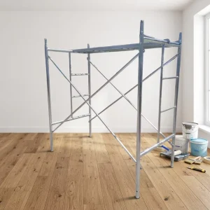 Easy Assembly Portable Steel Frame Scaffolding Mobile Ladder Tower with Cross Brace Platform for Indoor Outdoor Maintenance