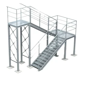 Easy Install Durable Prefab Villa Stair with Galvanized Steel Mono Stringer for Outdoor Use