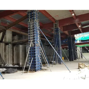 Easy Used Q235 Steel Concrete Pillar Building Framework, Adjustable Column Metallic Formwork for Construction