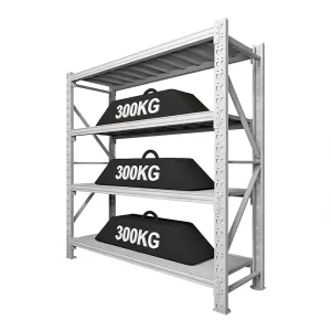 Easy to Assemble 4 Layer Bolt Free Steel Anti Rust Powder Coated Warehouse Rack Stacking Garage Shelving