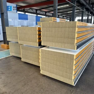 Easy to Install Fireproof Building Materials Aluminum Siding Insulated Wall Borads PU Edge Sealed Rock Wool Sandwich Panels
