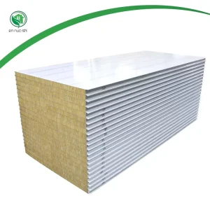 Eco Friendly Rock Wool Sandwich Panels 200mm Fireproof For Exterior Wall Hotel Warehouse Basement Construction 5 Year