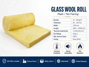 Eco Friendly Semi rigid Glass Wool Panel with Customizable Length for Mechanical Equipment and Tank Thermal Insulation
