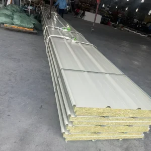 Eco Friendly Water Resistant Fireproof Soundproof Rock Wool Insulated Sandwich Panel for Warehouse Hotel Use