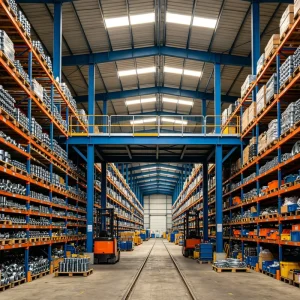 Economical Custom Steel Warehouse With Mezzanine Secure Hardware Component Storage Long Term Use Industrial Warehouse