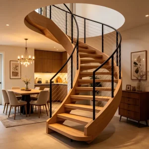 Elegant Indoor L-Shaped Staircase Generous Design for Elegance and Style