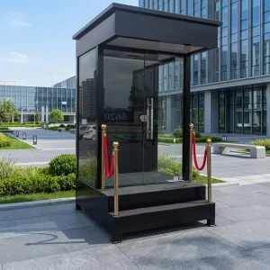 Elevated Prefab Metal Security Guard Booth with Anti-Corrosion Finish for Boundary and Perimeter Security