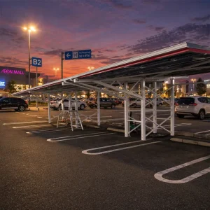 Engineering Project Special Sturdy Zinc Aluminum Magnesium Alloy Steel Hot Dip Galvanized Solar PV Parking Carport 25 Year