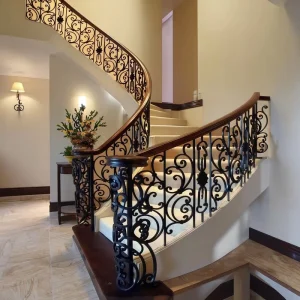 European Style Indoor Wrought Iron Steel Stair Railings for Villas