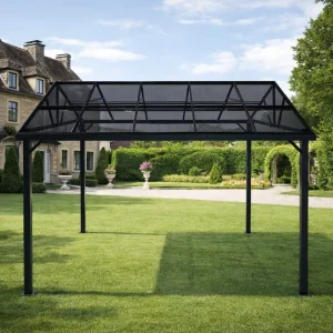 European Style Outdoor Metal Carport with Polycarbonate Roof Durable Steel Frame Shelter for Garden and Driveway Protection