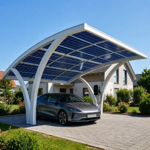 European Warehouse Waterproof Aluminum Alloy Solar Carport System Ground Mount PV Car Parking for Home Solar Power Application